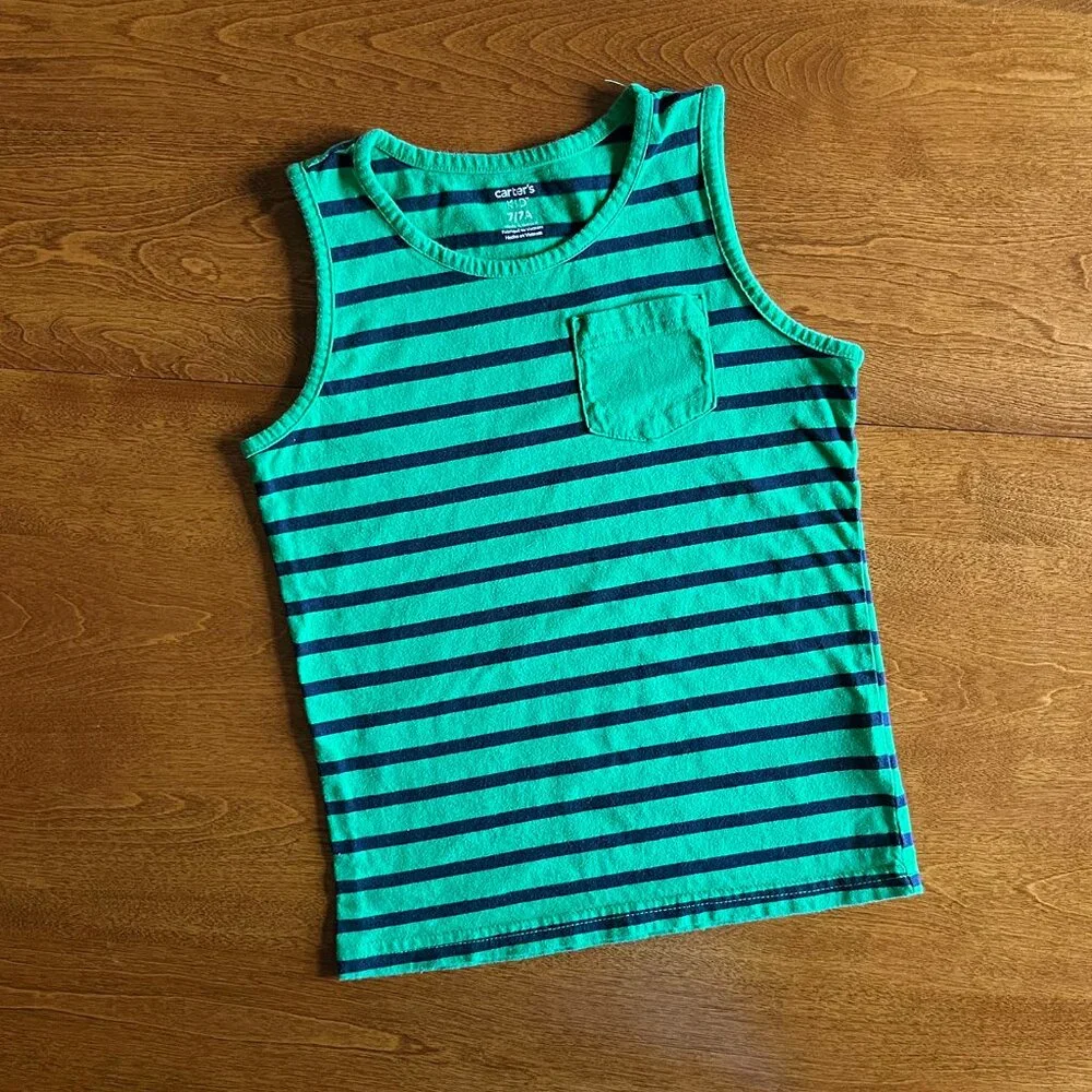 Carter's green stripe pocket tank top 7
